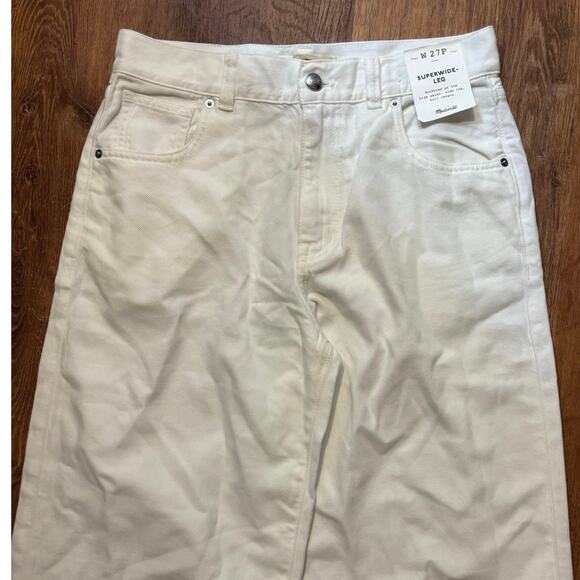 NWT Madewell Petite Superwide-Leg Jeans: Airy Denim Edition In Tile White 27P - Picture 5 of 10
